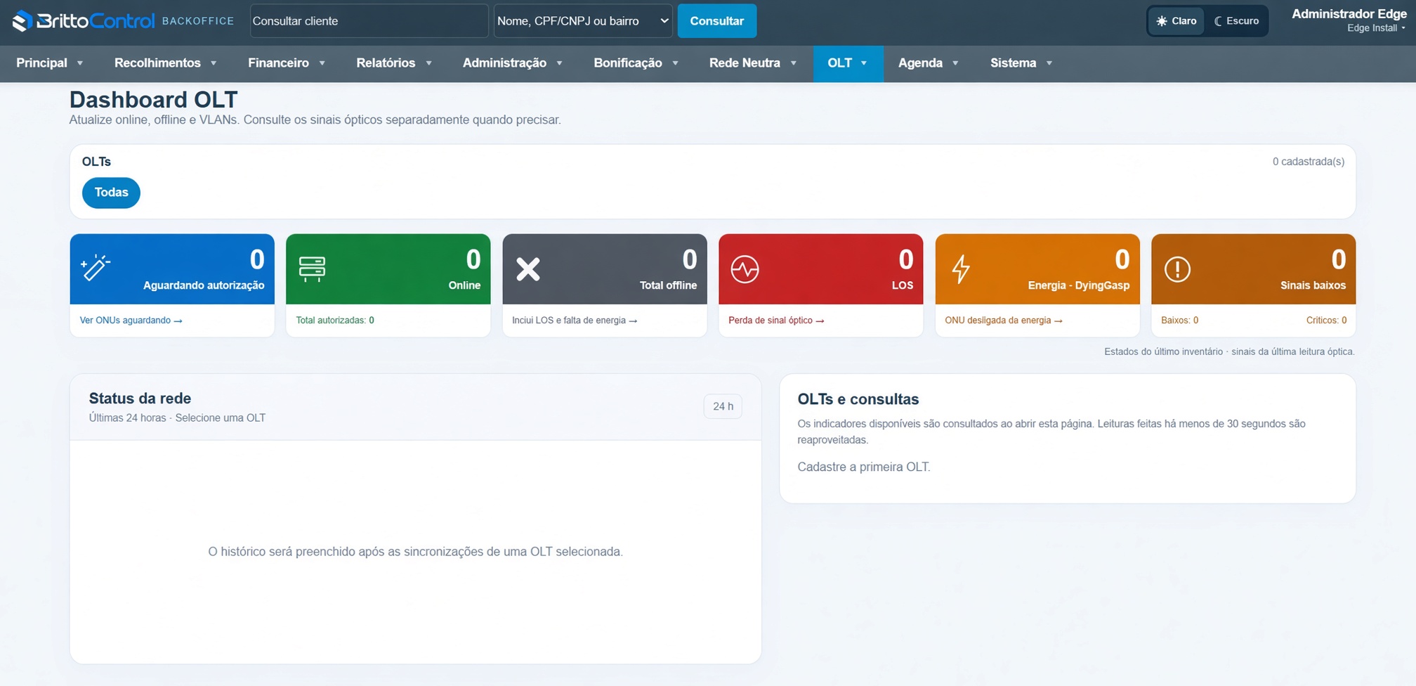 Dashboard OLT